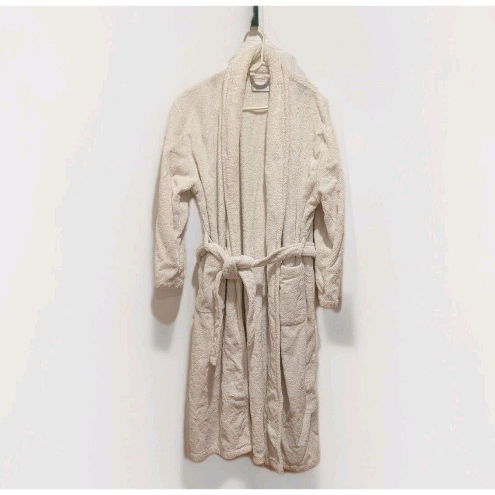 Quiet Luxury Spa Robe 100% Cotton Ivory Hotel Plush S/M Restoration Hardware